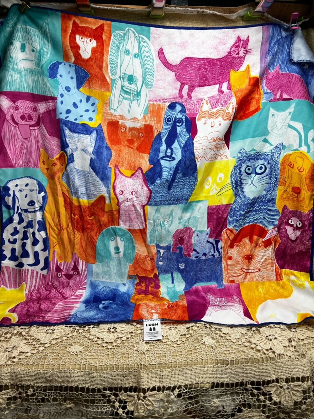 LUSH Teal, Orange & Navy Cat and Dog Scarf